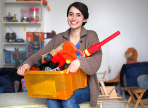 Woman in toy room