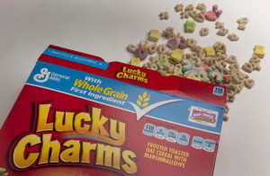 General Mills Inc. Lucky Charms cereal is arranged for a photograph in New York, U.S., on Monday, June 25, 2012. General Mills Inc., the maker of Cheerios cereal and Yoplait yogurt, is scheduled release quarterly earnings on June 27. Photographer: Scott Eells/Bloomberg via Getty Images