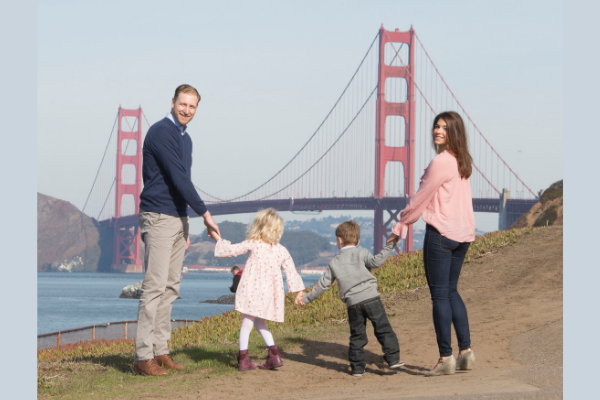 Family in San Francisco at Baker Beach