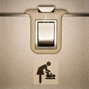 Baby changing table in upright position, close-up