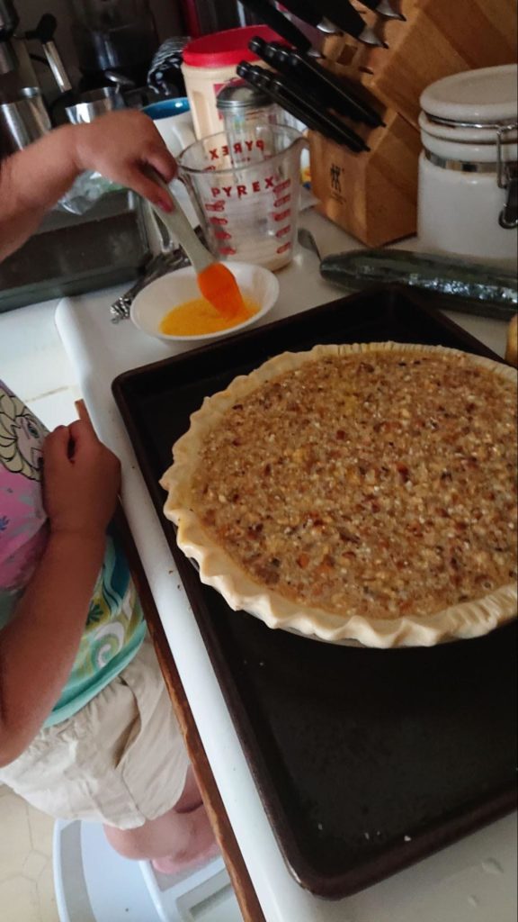 baking a pie with a toddler