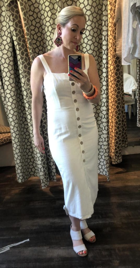 white midi dress from Ambiance boutique in San Francisco