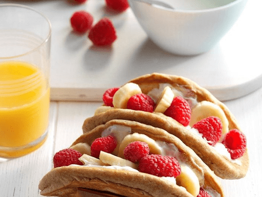 Back to School Breakfast Ideas: Raspberry Banana Breakfast Taco