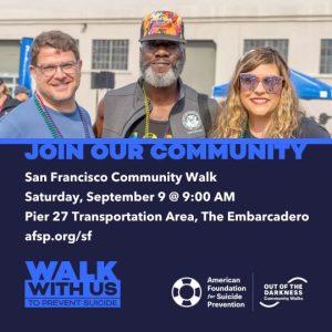 Out of the Darkness Walk, September 9th: The American Foundation for Suicide Prevention in San Francisco